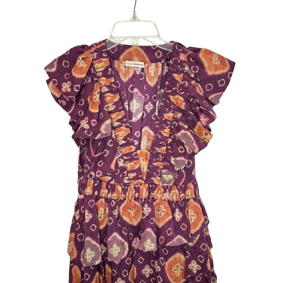 Ulla Johnson Purple and Orange Ruffled Midi Dress - Picture 9 of 9